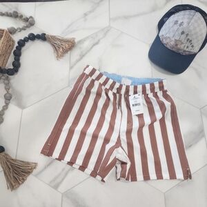 Cotton On Kids Swim Trunks - Brown and White Stripes